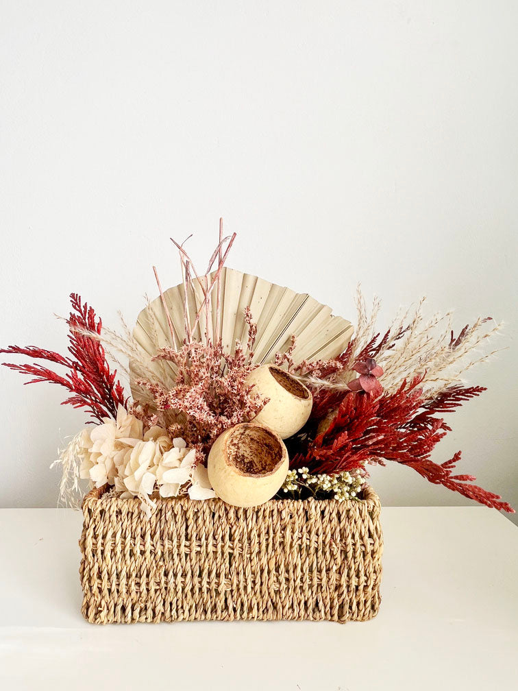 CORDA- Cistella de flor decorada amb flor preservada